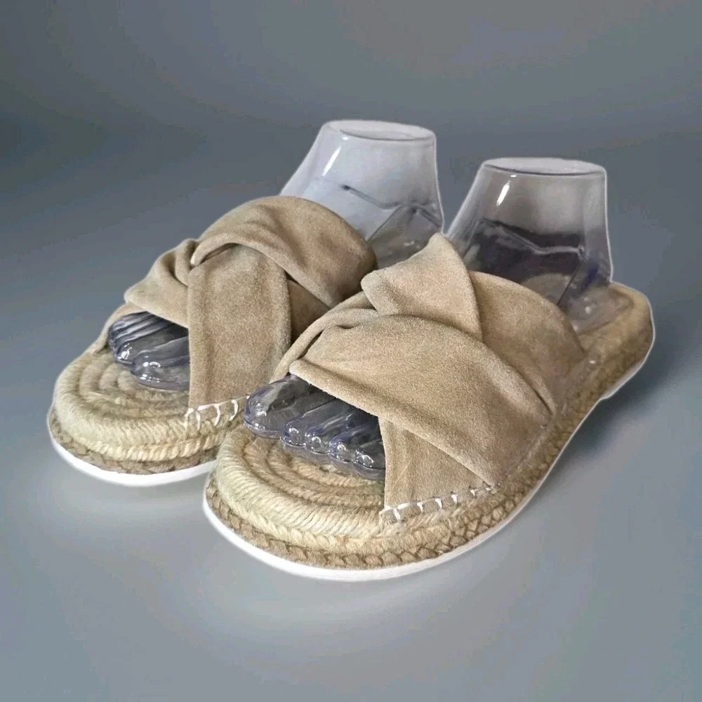 Matisse Womens 10 Tan Suede Espadrille Platform Slide Sandals Knotted Boho